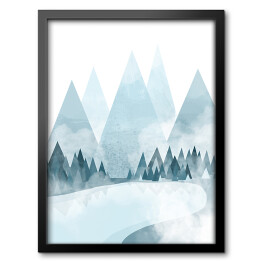 Polana w górach, las - ilustracja