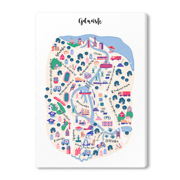 Kolorowa mapa Gdańska z symbolami
