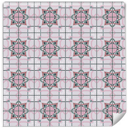 Geometryczna mozaika w różu imitująca kafelki. Tekstylia domowe