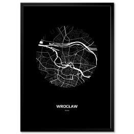 Mapa Wrocławia w kole czarno-biała