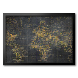 Mapa świata z linii w złotym odcieniu