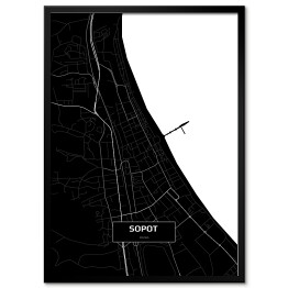 Mapa Sopotu czarno-biała