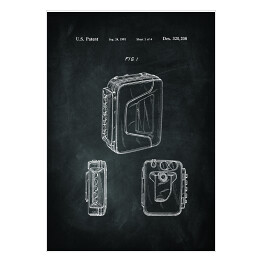 Walkman. Czarno biały rysunek patentowy US Patent 