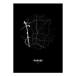 Mapa Elbląga w kole czarno-biała