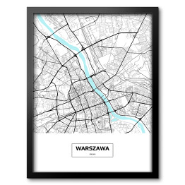 Mapa Warszawy z podpisem na białym tle