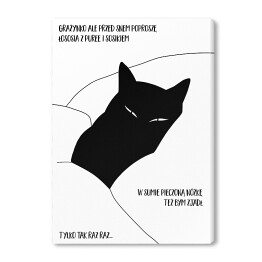 Czarny kot z napisem "Grażynko..." - ilustracja
