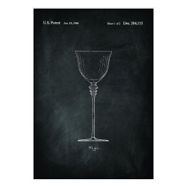 Plakat patentowy czarno biały kieliszek do wina 