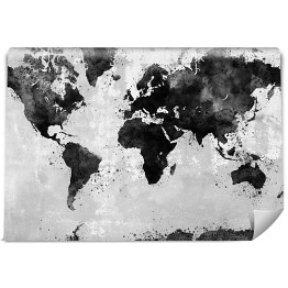 Mapa świata w ciemnym, przetartym kolorze