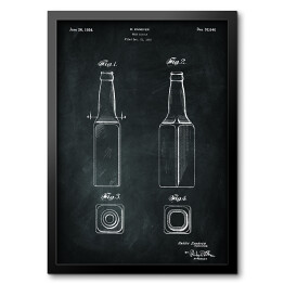 Patent butelka na piwo. Czarno biały plakat 