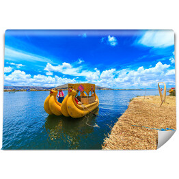 Fototapeta samoprzylepna Łódź na jeziorze Titicaca, Peru