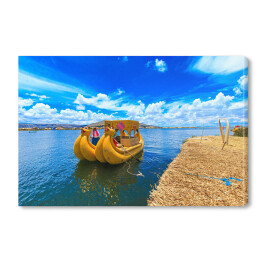 Obraz na płótnie Łódź na jeziorze Titicaca, Peru