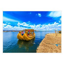 Plakat samoprzylepny Łódź na jeziorze Titicaca, Peru