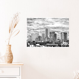 Plakat samoprzylepny Widok miasta z drapaczami chmur