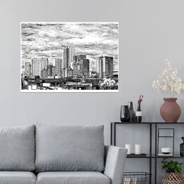 Plakat samoprzylepny Widok miasta z drapaczami chmur