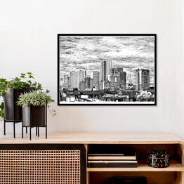 Plakat w ramie Widok miasta z drapaczami chmur