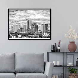 Plakat w ramie Widok miasta z drapaczami chmur