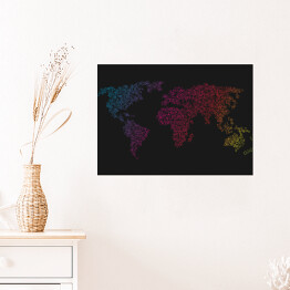 Plakat samoprzylepny Mapa świata z kolorowych kwadratów