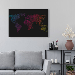 Obraz na płótnie Mapa świata z kolorowych kwadratów