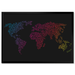 Plakat w ramie Mapa świata z kolorowych kwadratów
