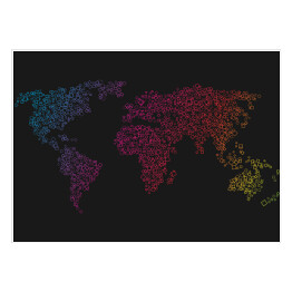 Plakat samoprzylepny Mapa świata z kolorowych kwadratów