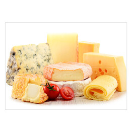 Plakat Różne rodzaje serów na białym tle