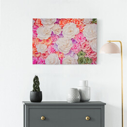 Obraz na płótnie Piękne ułożone kwiaty róż w pastelowych kolorach