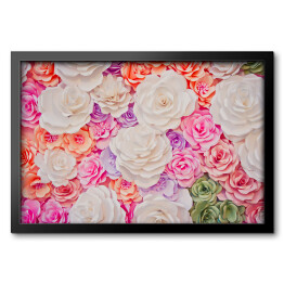 Obraz w ramie Piękne ułożone kwiaty róż w pastelowych kolorach