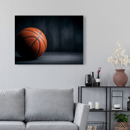 Obraz na płótnie Piłka do koszykówki na czarnym tle