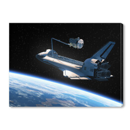 Obraz na płótnie Wahadłowiec kosmiczny wdrażający satelitę