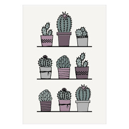 Plakat samoprzylepny Kaktusy w doniczkach