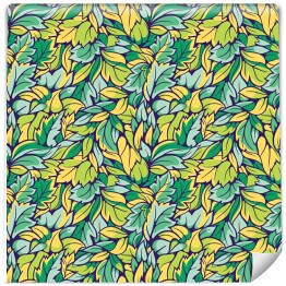 Tapeta samoprzylepna w rolce Liście w kolorach żółtym, błękitnym i zielonym