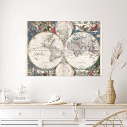 Plakat Starodawna mapa świata w stylu vintage