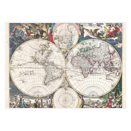 Plakat samoprzylepny Starodawna mapa świata w stylu vintage