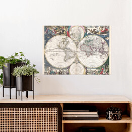 Plakat samoprzylepny Starodawna mapa świata w stylu vintage