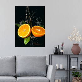 Plakat samoprzylepny Pomarańcze na czarnym jednolitym tle