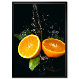 Plakat w ramie Pomarańcze na czarnym jednolitym tle