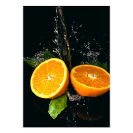 Plakat samoprzylepny Pomarańcze na czarnym jednolitym tle