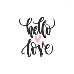 Plakat samoprzylepny Tekst - powitanie miłości - z różowym serduszkiem