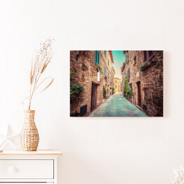 Obraz na płótnie Wąska ulica w starym włoskim miasteczku Pienza, Toskania, Włochy