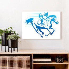 Obraz na płótnie Niebieski zarys konia na białym tle