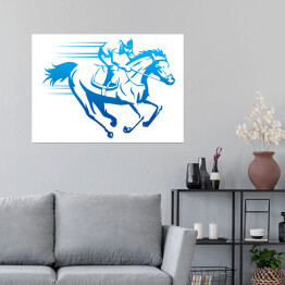 Niebieski zarys konia na białym tle