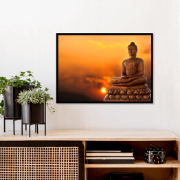 Plakat w ramie Budda na tle zachodu słońca