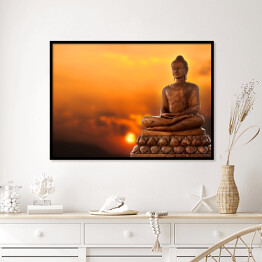Plakat w ramie Budda na tle zachodu słońca