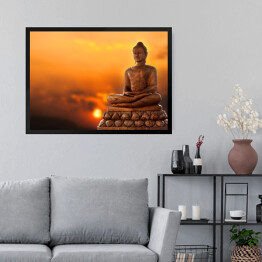 Obraz w ramie Budda na tle zachodu słońca