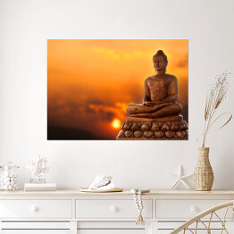 Plakat Budda na tle zachodu słońca