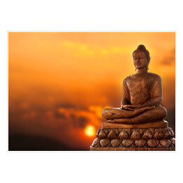 Plakat samoprzylepny Budda na tle zachodu słońca