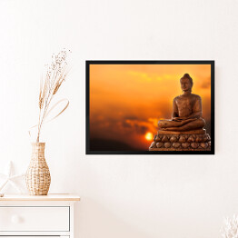 Obraz w ramie Budda na tle zachodu słońca