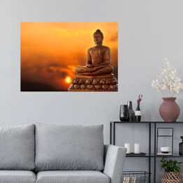 Plakat samoprzylepny Budda na tle zachodu słońca