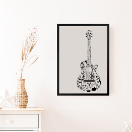 Obraz w ramie Gitara zbudowana z nut