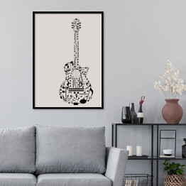 Plakat w ramie Gitara zbudowana z nut